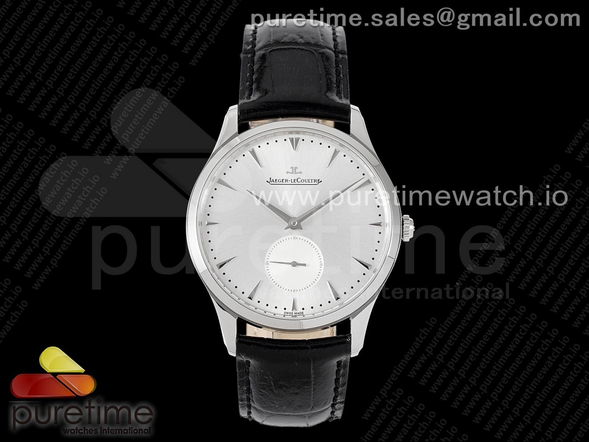 ZF 예거 마스터 울트라신 스몰 세컨드 화이트다이얼 블랙가죽스트랩 Master Ultra Thin Small Second SS ZF 1:1 Best Edition White Dial on Black Leather Strap A896