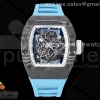 ZF V3 리차드밀 RM055 리얼NTPT 화이트스켈레톤다이얼 블루러버스트랩 RM055 Real NTPT ZF 1:1 Best Edition Skeleton White Dial on Blue Rubber Strap NH05A V3