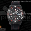 (NEW) VSF 롤렉스 서브마리너 DIW카본 블랙/레드다이얼 블랙나일론스트랩 Submariner DIW Carbon VSF 1:1 Best Edition Black/Red Dial on Black Nylon Strap VS3135