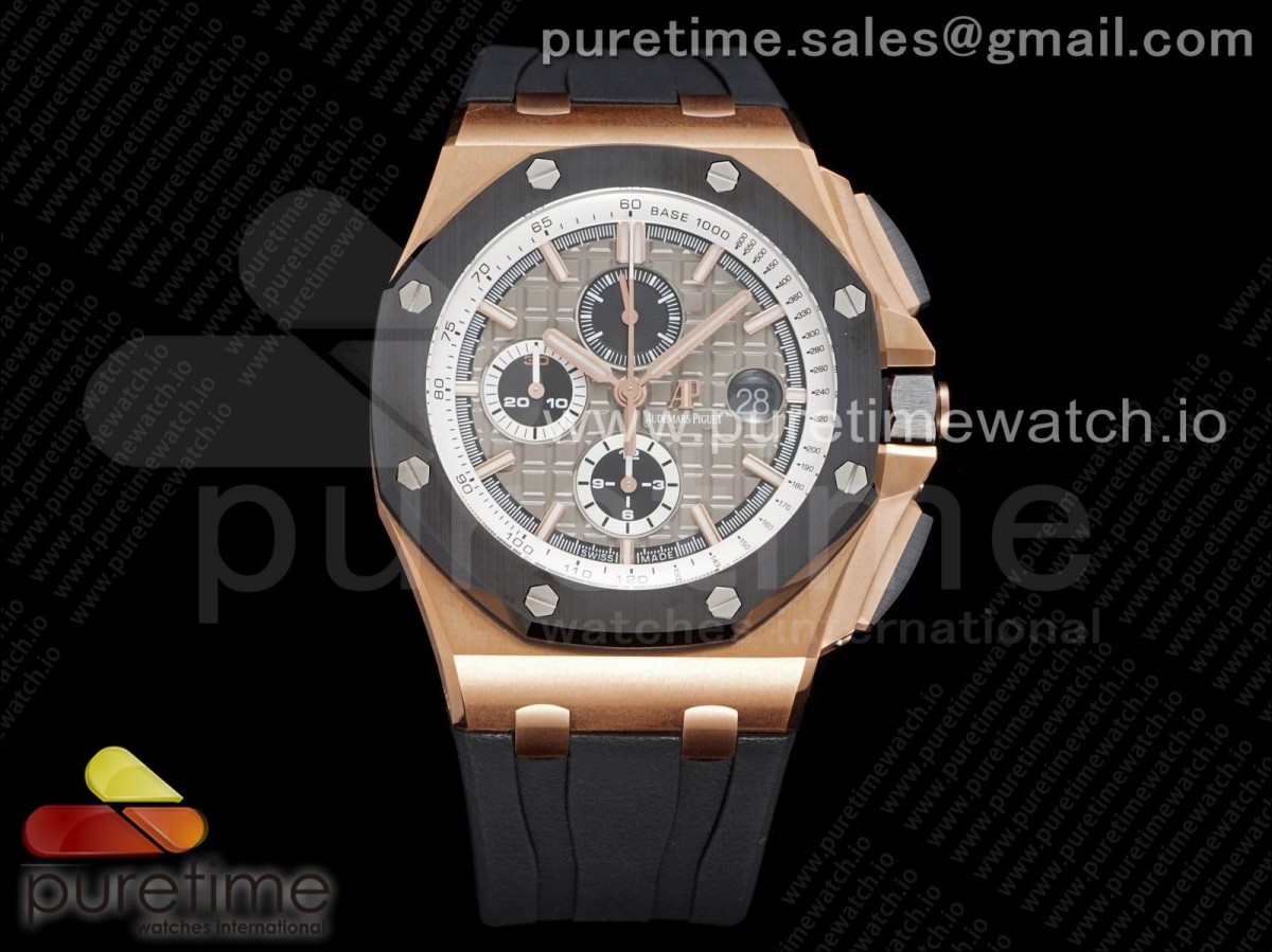 JF V2 오데마피게 로얄오크 오프쇼어 로즈골드 독일에디션 그레이다이얼 블랙러버스트랩 Royal Oak Offshore 44mm RG Germany Edition JF 1:1 Best Edition on Rubber Strap A3126 V2