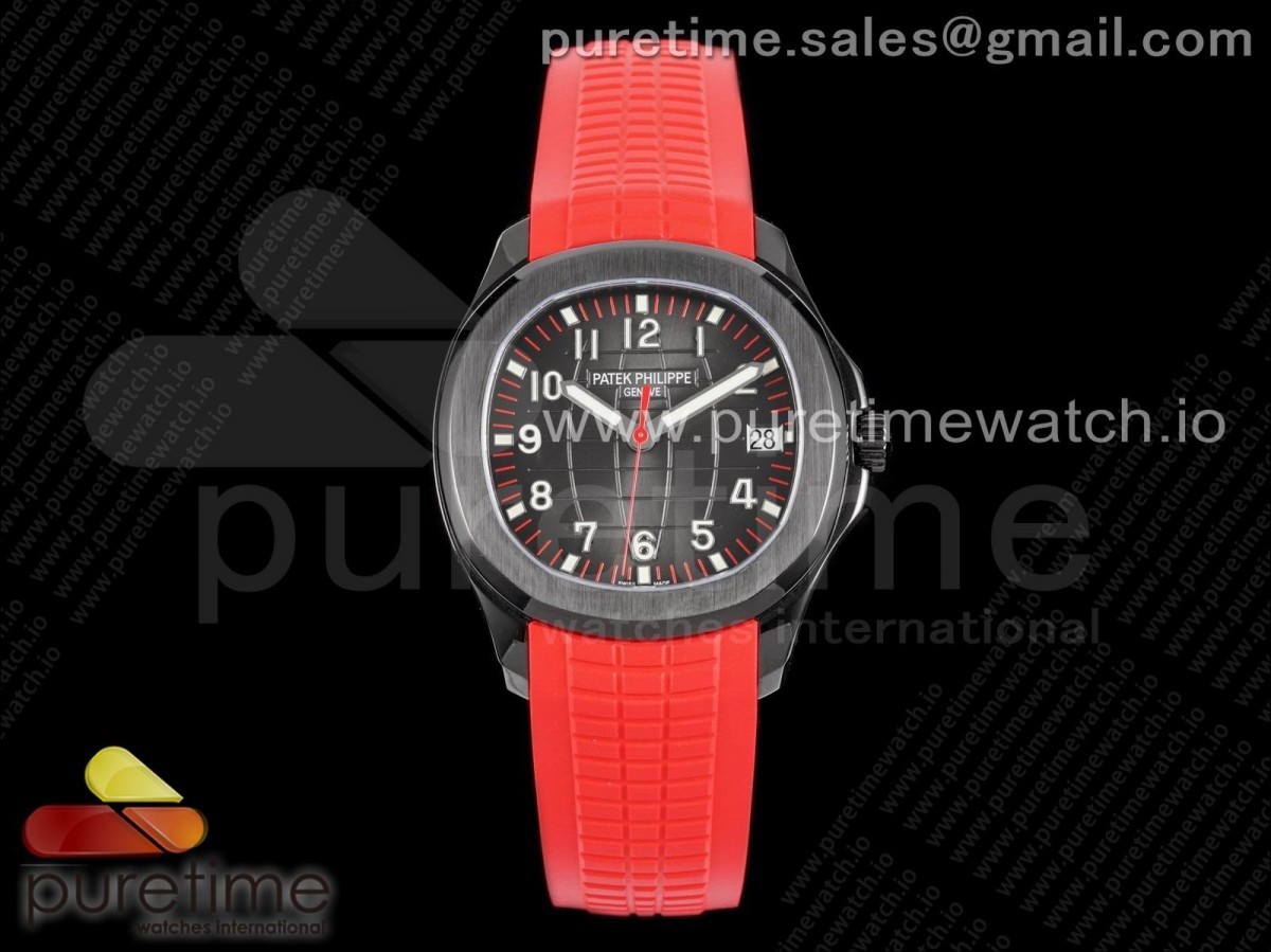 ZF 파텍필립 아쿠아넛 블랙베놈 DLC 블랙다이얼 레드러버스트랩 Aquanaut Black Venom DLC ZF 1:1 Best Edition Black Dial on Red Rubber Strap 324CS (Free box)