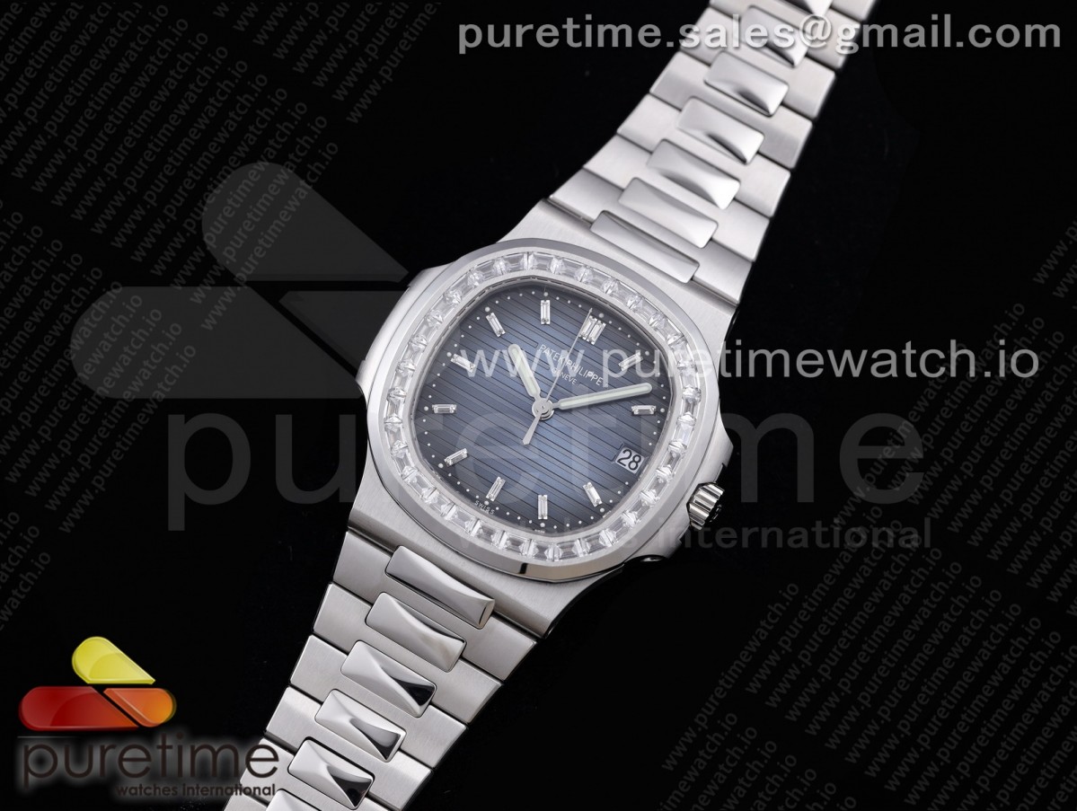 PPF 파텍필립 노틸러스 5711 블루다이얼 다이아베젤 스틸브레이슬릿 Nautilus 5711 PPF 1:1 Best Edition Blue Dial Diamonds Bezel on SS Bracelet 324CS (Free box)