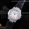 GRF 파텍필립 노틸러스 5711 화이트다이얼 블랙가죽스트랩 Nautilus 5711 SS GRF 1:1 Best Edition White Textured Dial on Black Leather Strap 324CS