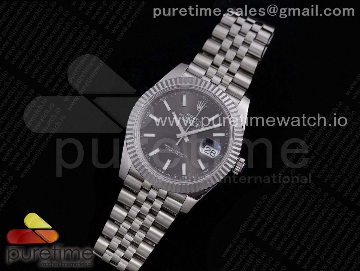 VRF 롤렉스 데이저스트41 그레이다이얼 스틸브레이슬릿 DateJust 41 126334 VRF 1:1 Best Edition 904L Steel Gray Dial Stick Markers on SS Jubilee Bracelet A3235