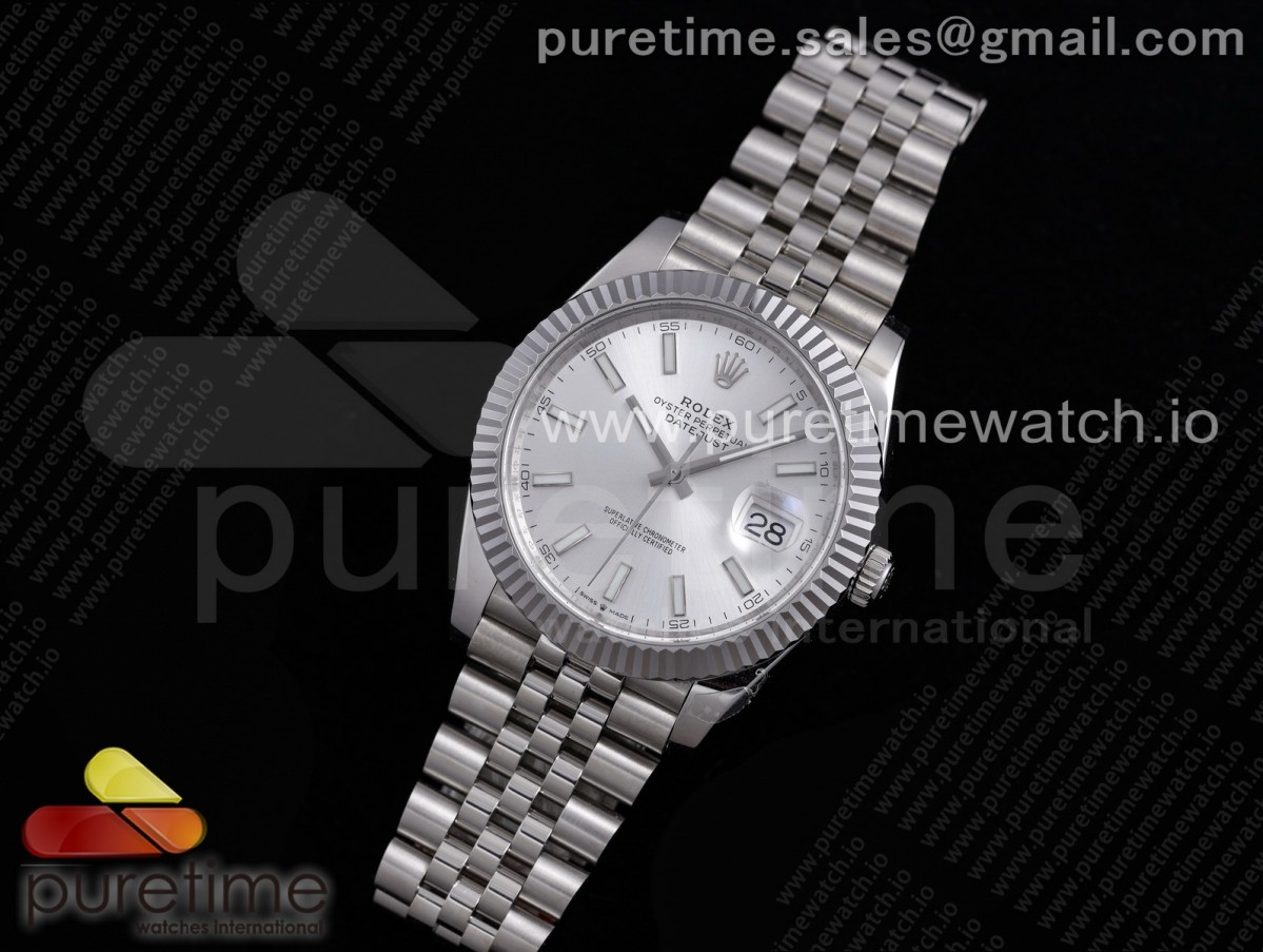 VRF 롤렉스 데이저스트41 실버다이얼 스틸브레이슬릿 DateJust 41 126334 VRF 1:1 Best Edition 904L Steel Silver Dial Stick Markers on SS Jubilee Bracelet A3235