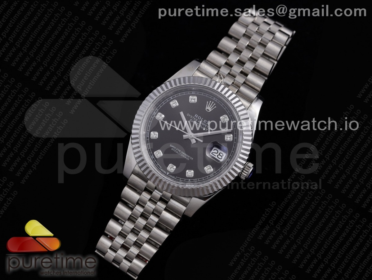 VRF 롤렉스 데이저스트41 그레이텐포인트다이얼 스틸브레이슬릿 DateJust 41 126334 VRF 1:1 Best Edition 904L Steel Gray Dial Diamonds Markers on SS Jubilee Bracelet A3235