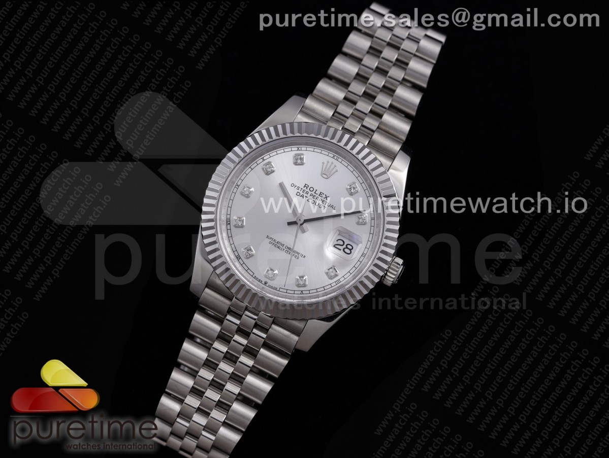 VRF 롤렉스 데이저스트41 실버텐포인트다이얼 스틸브레이슬릿 DateJust 41 126334 VRF 1:1 Best Edition 904L Steel Silver Dial Diamonds Markers on SS Jubilee Bracelet A3235