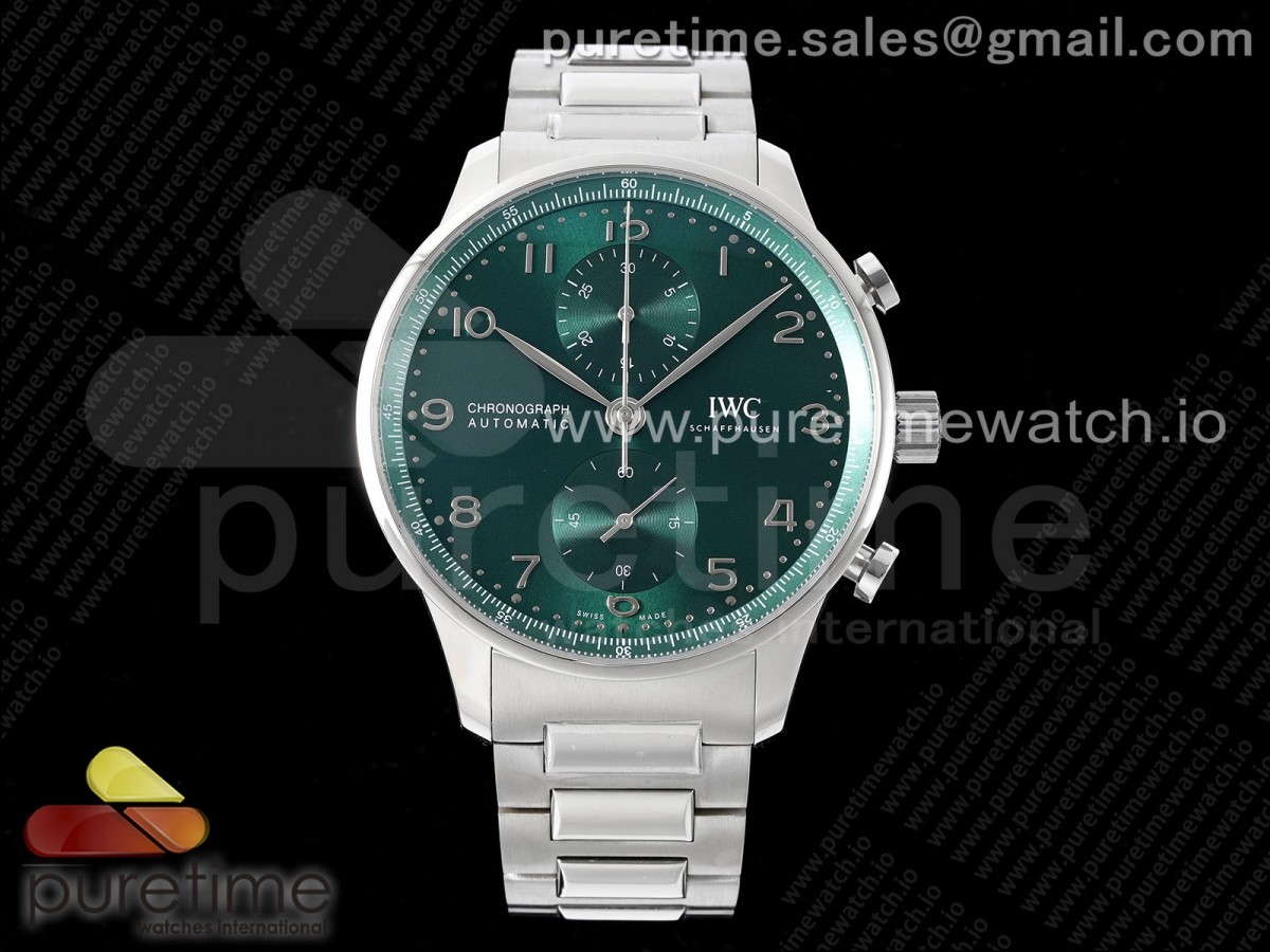 AZF V2 IWC 파일럿 포르투기저 크로노 그린다이얼 스틸브레이슬릿 Portuguese Chrono IW3716 SS AZF 1:1 Best Edition Green Dial on SS Bracelet A69355