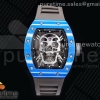 JBF 리차드밀 RM052-01 블루베젤 블랙스켈레톤스컬다이얼 그레이러버스트랩 RM052-01 Tourbillon PVD Blue Bezel JBF Best Edition Skeleton Dial on Gray Rubber Strap