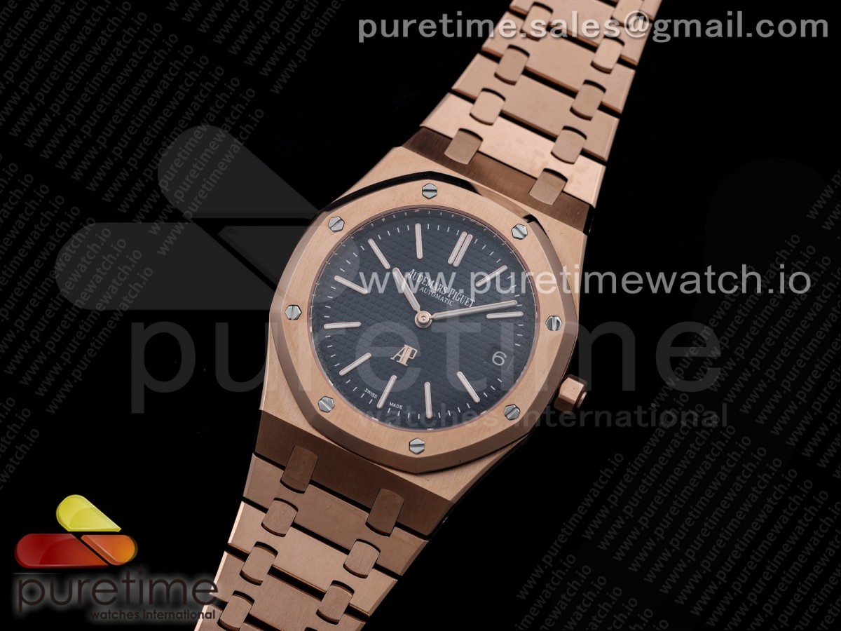 KZF 오데마피게 로얄오크 150202 로즈골드 블루다이얼 스틸브레이슬릿 Royal Oak 39mm 15202 RG KZF 1:1 Best Edition Blue Textured Dial on RG Bracelet A2121