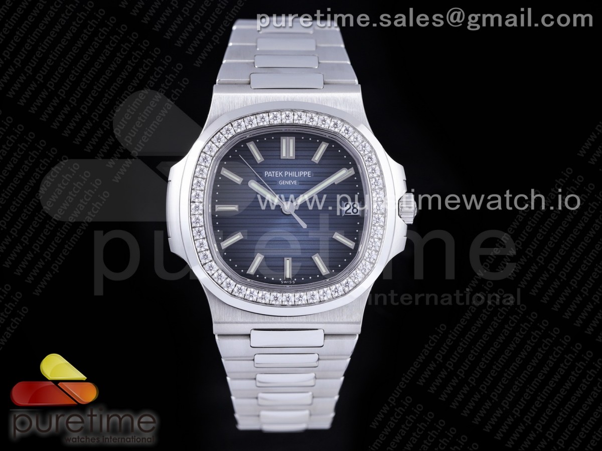  PPF V4 파텍필립 노틸러스 5711 블루다이얼 다이아베젤 스틸브레이슬릿 Nautilus 5711/1A PPF 1:1 Best Edition Blue Dial Diamo