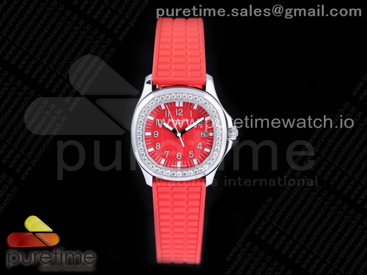 PPF 파텍필립 아쿠아넛 레드다이얼 다이아베젤 레드러버스트랩 Aquanaut 5067A SS PPF 1:1 Best Edition Red Textured Dial on Red Rubber Strap AE23