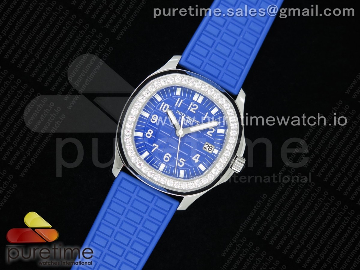 PPF 파텍필립 아쿠아넛 블루다이얼 다이아베젤 블루러버스트랩 Aquanaut 5067A SS PPF 1:1 Best Edition Blue Textured Dial on Blue Rubber Strap AE23