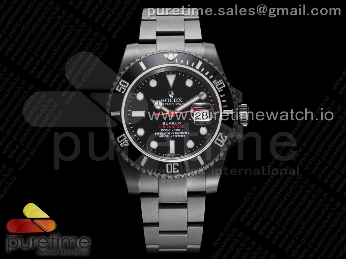 OXF 롤렉스 서브마리너 PVD블랙 블랙다이얼 스틸브레이슬릿 Submariner BLAKEN SINGLE RED PVD OXF 1:1 Best Edition Black Dial on PVD Bracelet A2836