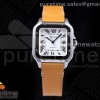 V6F V2 산토스 드 까르띠에 35미리 미듐 화이트다이얼 브라운가죽스트랩 Santos de Cartier 35mm 2018 V6F 1:1 Best Edition White Dial on Brown Leather Strap MIYOTA 9015 V2