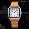 V6F V2 산토스 드 까르띠에 40미리 라지 화이트다이얼 브라운가죽스트랩 Santos de Cartier 40mm 2018 V6F 1:1 Best Edition White Dial on Brown Leather Strap MIYOTA 9015 V2