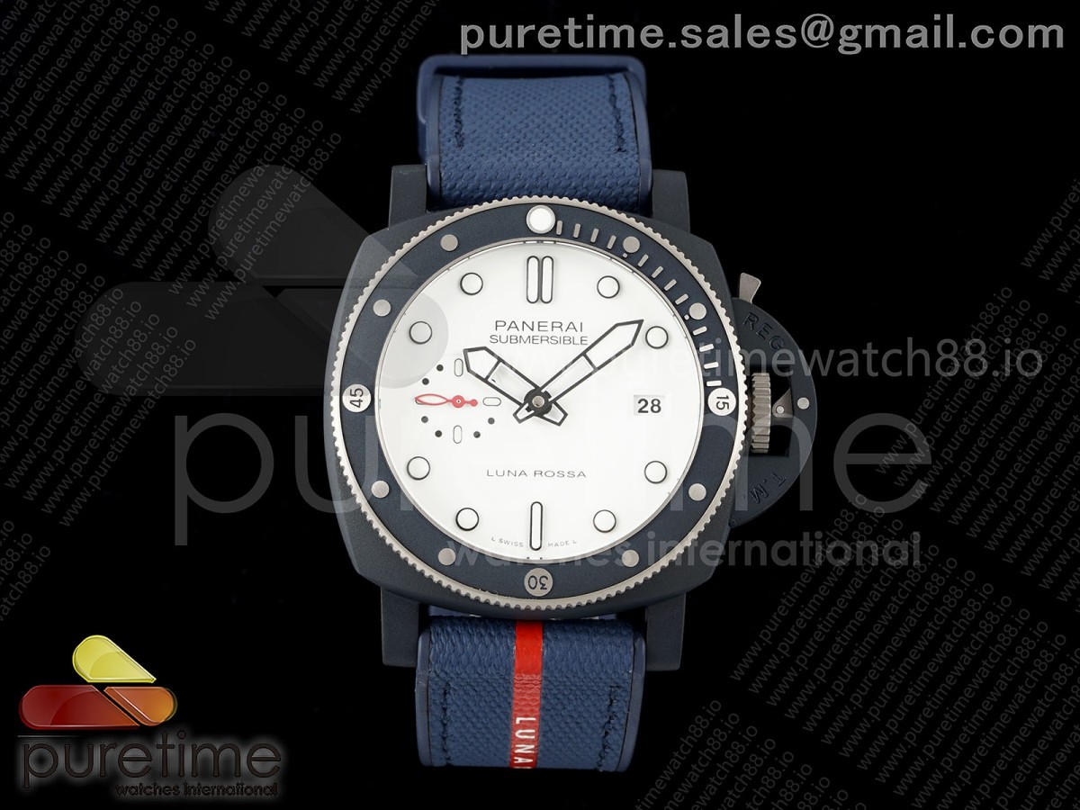 (NEW) VSF 파네라이 섭머저블 PAM1466 44미리 화이트다이얼 블루패브릭스트랩  PAM1543 Submersible VSF 1:1 Best Edition White Dial on Blue Nylon/Rubber Strap P900