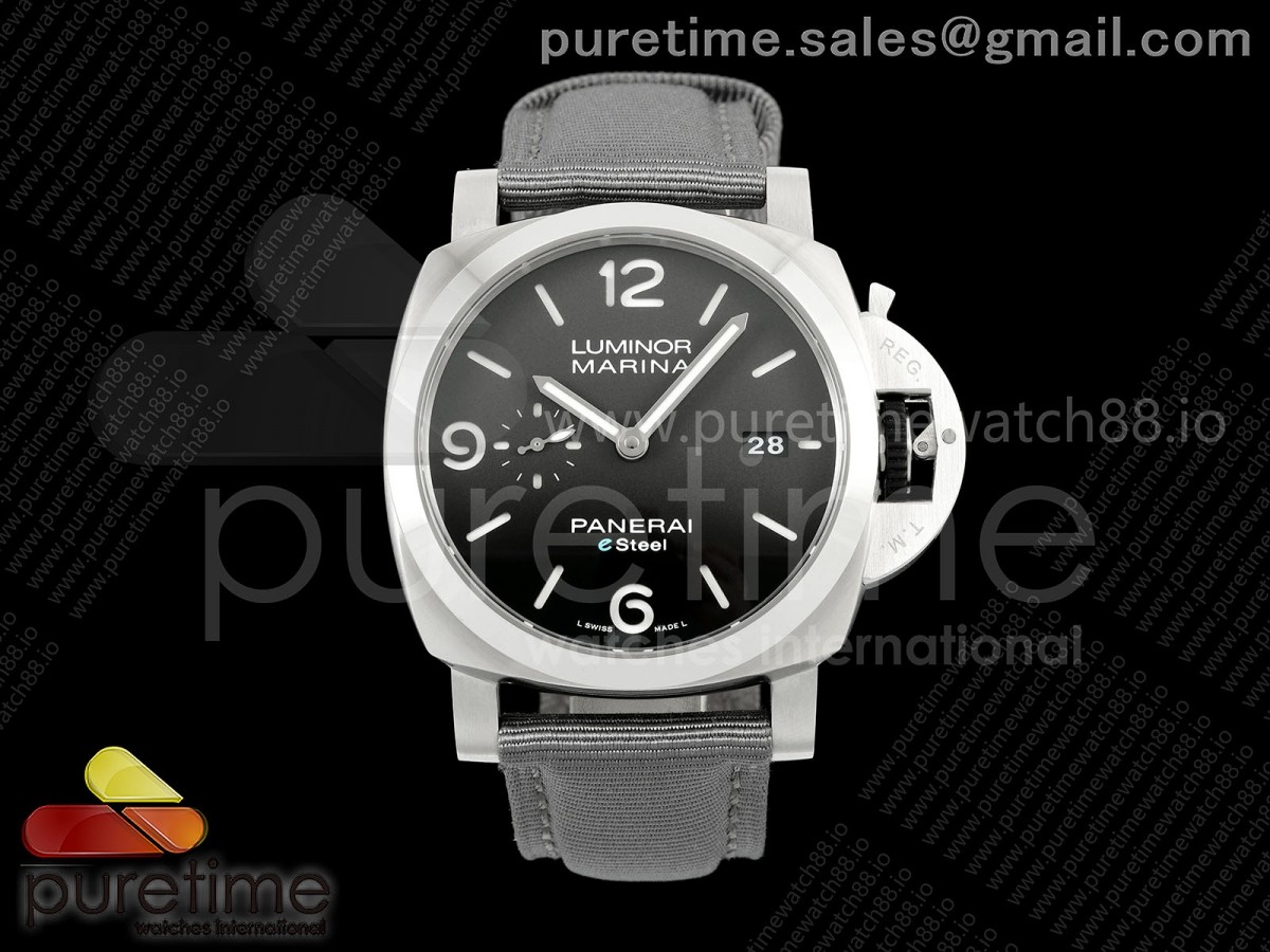 (NEW) VSF 파네라이 루미노르 마리나 PAM1358 e스틸 44미리 그레이다이얼 그레이패브릭스트랩  PAM1358 Luminor Marina eSteel VSF 1:1 Best Edition on Gray Nylon Strap P.9010