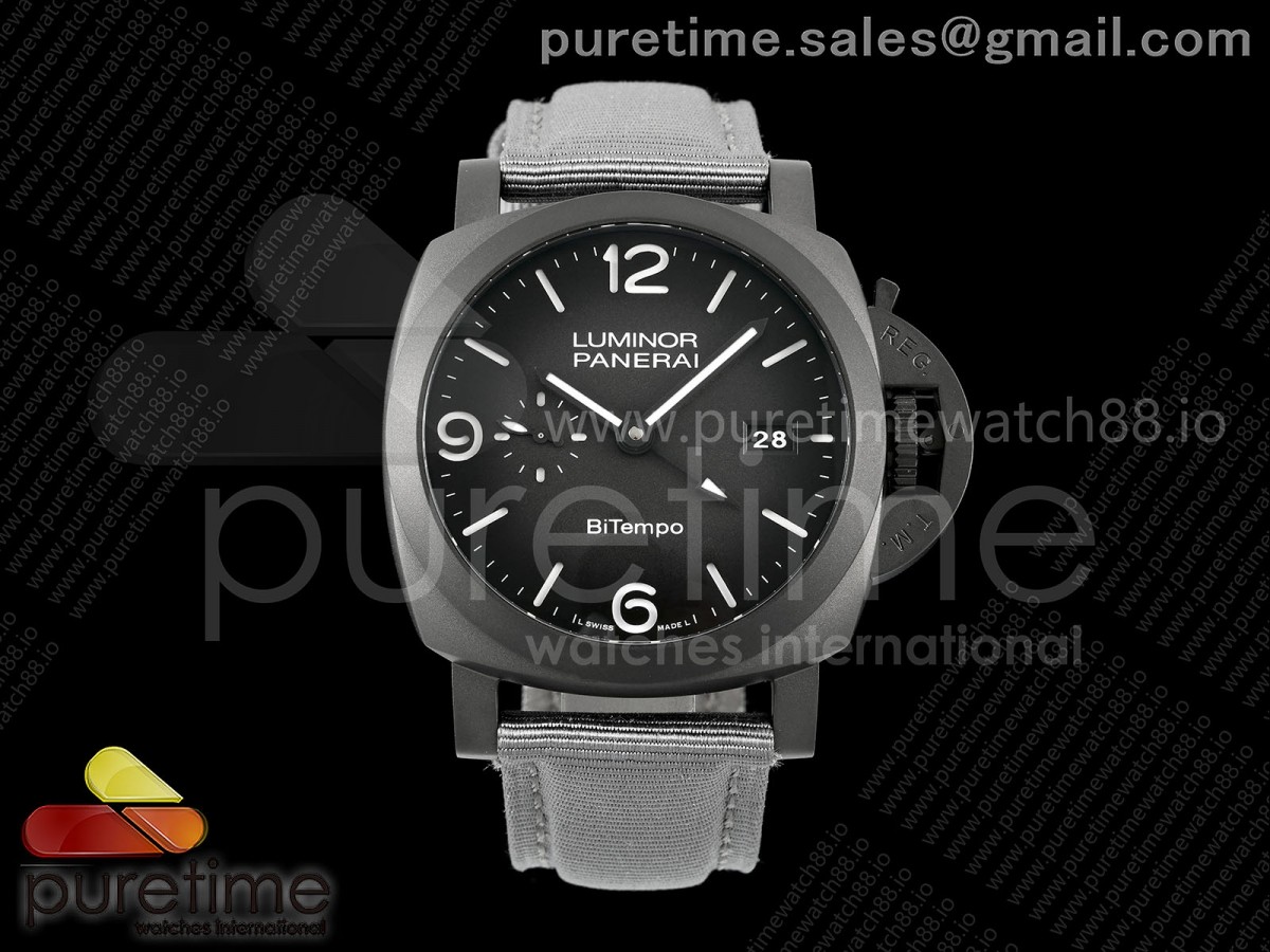 (NEW) VSF 파네라이 루미노르 비템포 티타늄 DLC PAM1467 44미리 블다이얼 그레이나일론스트랩 PAM1467 Luminor BiTempo Titanium DLC VSF 1:1 Best Edition P9010