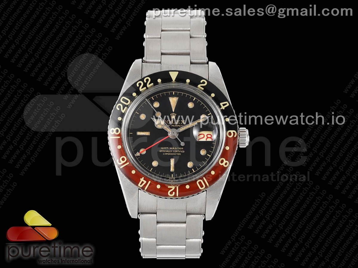 RBF 롤렉스 빈티지 GMT마스터 블랙다이얼 스틸브레이슬릿 Hand Made Aging Treatment Vintage GMT Master 6542 RBF Best Edition on SS Bracelet A2836 V2