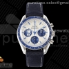 OMF 오메가 스피드마스터 블루스누피 화이트다이얼 블루나일론가죽스트랩 Speedmaster SS Blue Snoopy OMF 1:1 Best Edition White Dial on Blue Leather Strap Manual Winding Chrono Movement