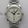 QF 롤렉스 데이데이트36 텅스텐(Cu-W) 화이트로만다이얼 스틸브레이슬릿 Day Date 128239 Gain Weight SS QF 1:1 Best Edition White Dial Roman Markers on SS President Bracelet
