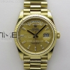 QF 롤렉스 데이데이트36 텅스텐(Cu-W) 옐로우골드 골드바게트다이얼 스틸브레이슬릿 Day Date 128238 Gain Weight YG QF 1:1 Best Edition Gold Dial Diamond Markers on YG President Bracelet
