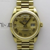 QF 롤렉스 데이데이트36 텅스텐(Cu-W) 옐로우골드 골드로만다이얼 스틸브레이슬릿 Day Date 128238 Gain Weight YG QF 1:1 Best Edition Gold Dial Roman Markers on YG President Bracelet