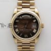 QF 롤렉스 데이데이트36 텅스텐(Cu-W) 로즈골드 브라운로만다이얼 스틸브레이슬릿 Day Date 128235 Gain Weight RG QF 1:1 Best Edition Brown Dial Roman Markers on RG President Bracelet