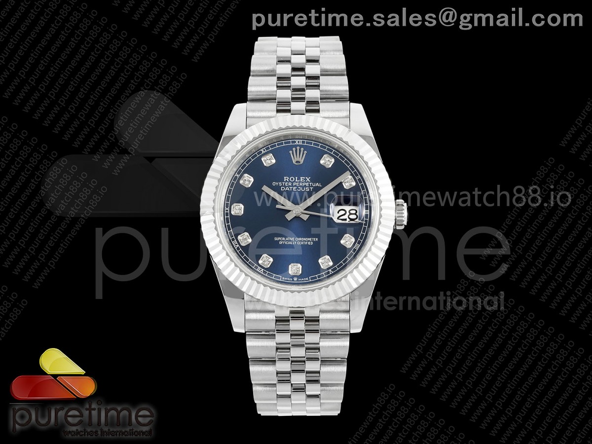 QF 롤렉스 데이저스트41 블루텐포인트다이얼 스틸브레이슬릿 149g DateJust 41 126334 QF 1:1 Best Edition 904L Steel Blue Diamonds Dial on Jubilee Bracelet QF3235 (149g)