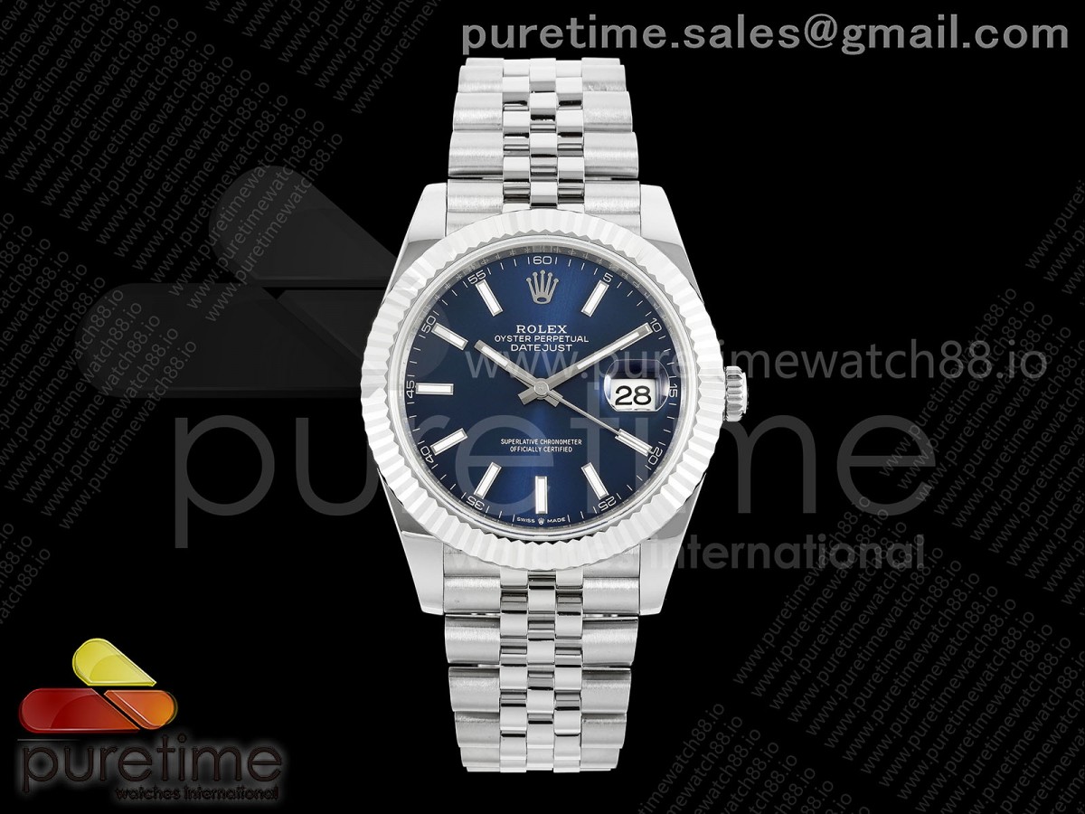 QF 롤렉스 데이저스트41 블루다이얼 스틸브레이슬릿 149g DateJust 41 126334 QF 1:1 Best Edition 904L Steel Blue Stick Dial on Jubilee Bracelet QF3235 (149g)