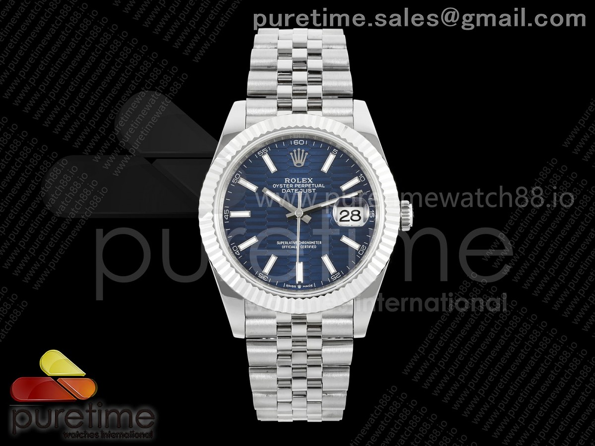 QF 롤렉스 데이저스트41 블루텍스쳐다이얼 스틸브레이슬릿 149g  DateJust 41 126334 QF 1:1 Best Edition 904L Steel Blue Texuted Stick Dial on Jubilee Bracelet QF3235 (149g)