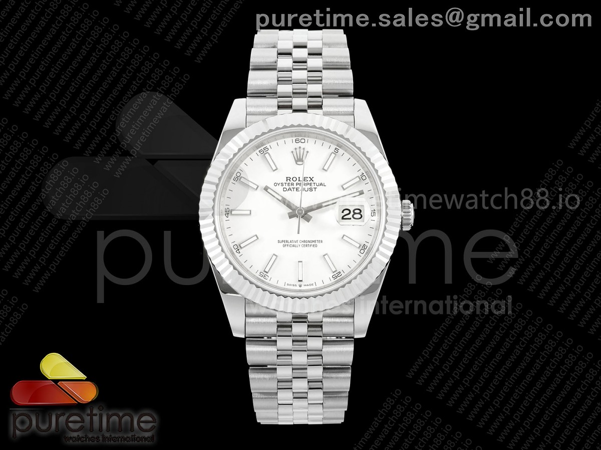 QF 롤렉스 데이저스트41 화이트다이얼 스틸브레이슬릿 149g DateJust 41 126334 QF 1:1 Best Edition 904L Steel White Stick Dial on Jubilee Bracelet QF3235 (149g)