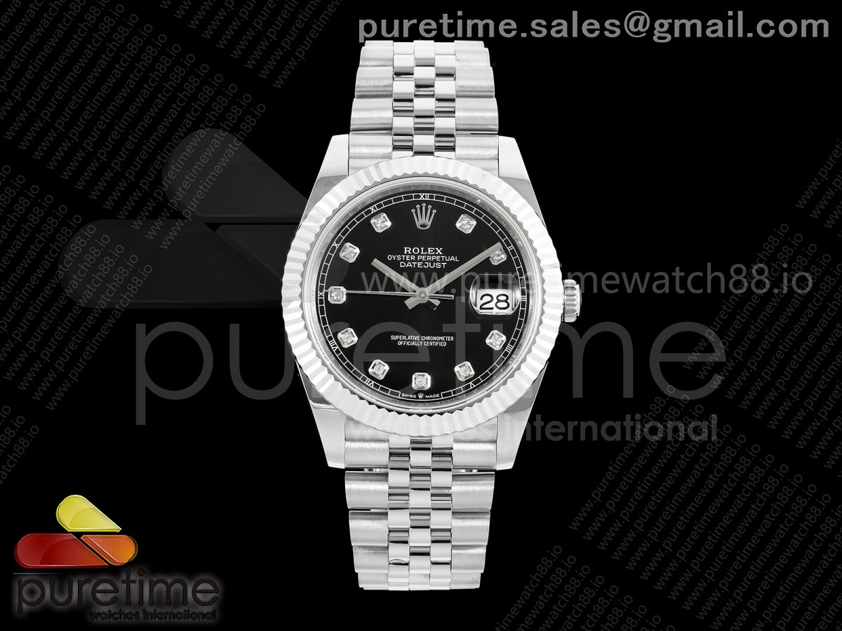 QF 롤렉스 데이저스트41 블랙텐포인트다이얼 스틸브레이슬릿 149g DateJust 41 126334 QF 1:1 Best Edition 904L Steel Black Diamonds Dial on Jubilee Bracelet QF3235 (149g)