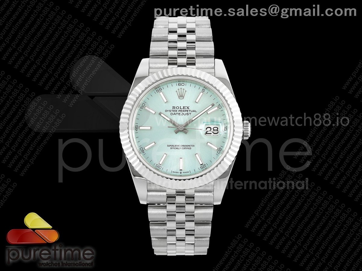 QF 롤렉스 데이저스트41 아이스블루다이얼 스틸브레이슬릿 149g DateJust 41 126334 QF 1:1 Best Edition 904L Steel Ice Blue Stick Dial on Jubilee Bracelet QF3235 (149g)