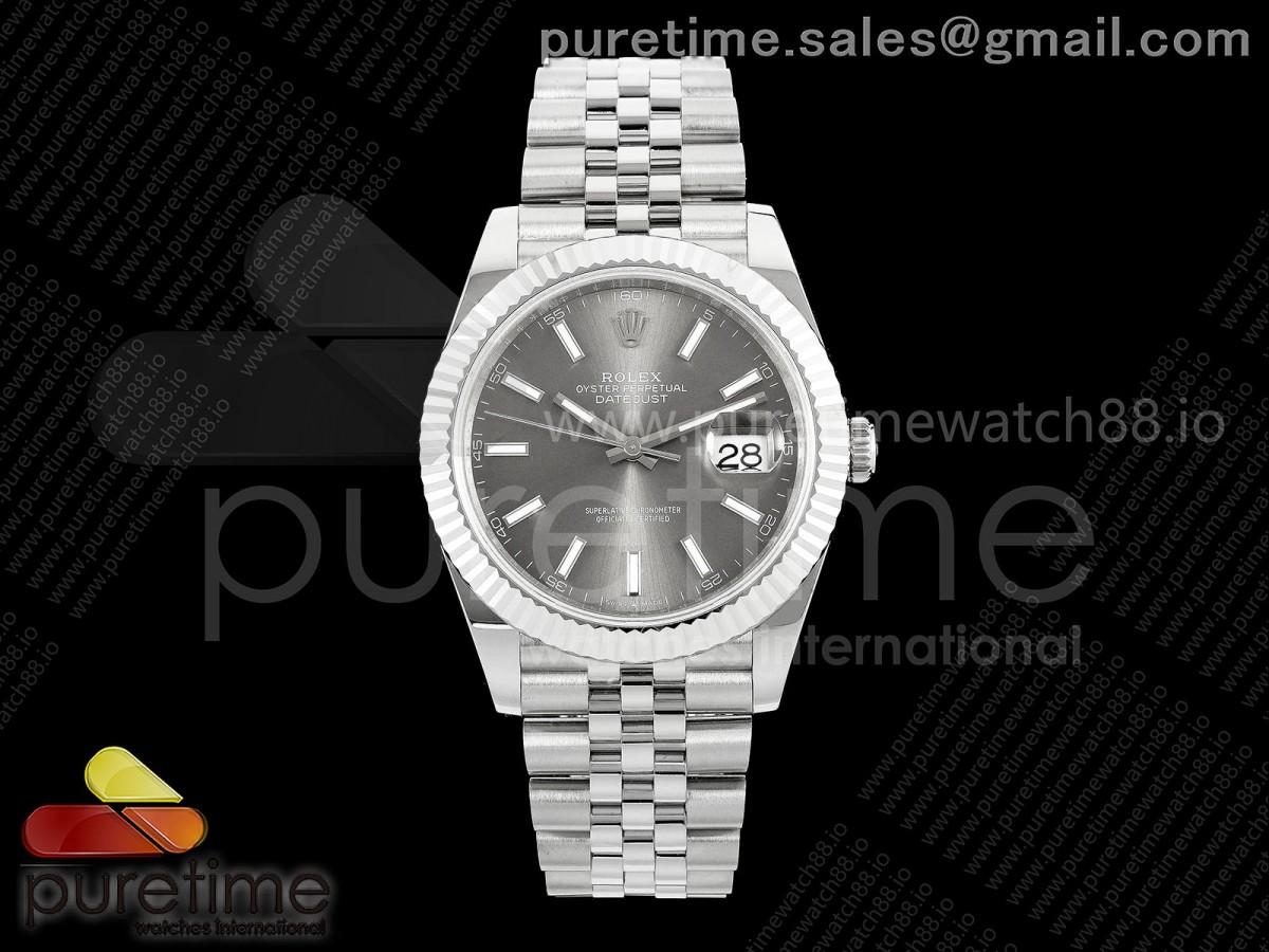 QF 롤렉스 데이저스트41 그레이다이얼 스틸브레이슬릿 149g  DateJust 41 126334 QF 1:1 Best Edition 904L Steel Gray Stick Dial on Jubilee Bracelet QF3235 (149g)