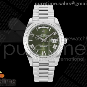 QF V6 롤렉스 데이데이트40 텅스텐(Cu-W) 그린로만다이얼 스틸브레이슬릿 199g DayDate 40 SS QF 1:1 Best Edition Green Roman Dial on President Bracelet A2836 V6 (Gain Weight)