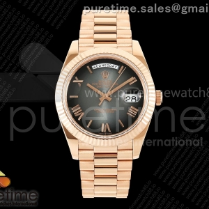 QF V6 롤렉스 데이데이트40 로즈골드 텅스텐(Cu-W) 그레이옴브레다이얼 스틸브레이슬릿 199g DayDate 40 RG QF 1:1 Best Edition Gray Ombre Roman Dial on President Bracelet A2836 V6 (Gain Weight)