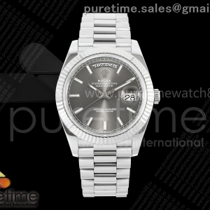 QF V8 롤렉스 데이데이트40 텅스텐(Cu-W) 그레이다이얼 스틸브레이슬릿 190g DayDate 40 SS QF 1:1 Best Edition 904L Steel Gray Stick Dial on President Bracelet VR3255 V8 (Gain Weight)