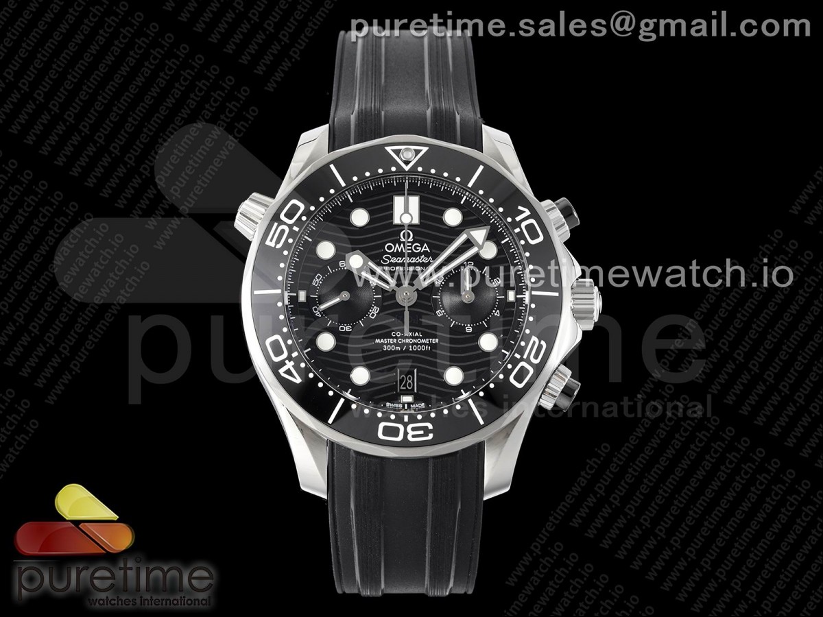 OMF 오메가 씨마스터 다이버300 크로노 블랙다이얼 블랙러버스트랩 Seamaster 300M Chrono SS OMF 1:1 Best Edition Black Dial on Black Rubber Strap A9900