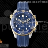 OMF 오메가 씨마스터 다이버300 크로노 옐로우골드콤비 블루다이얼 블루러버스트랩 Seamaster 300M Chrono SS/YG OMF 1:1 Best Edition Blue Dial on Blue Rubber Strap A9900
