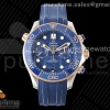 OMF 오메가 씨마스터 다이버300 크로노 로즈골드콤비 블루다이얼 블루러버스트랩 Seamaster 300M Chrono SS/RG OMF 1:1 Best Edition Blue Dial on Blue Rubber Strap A9900