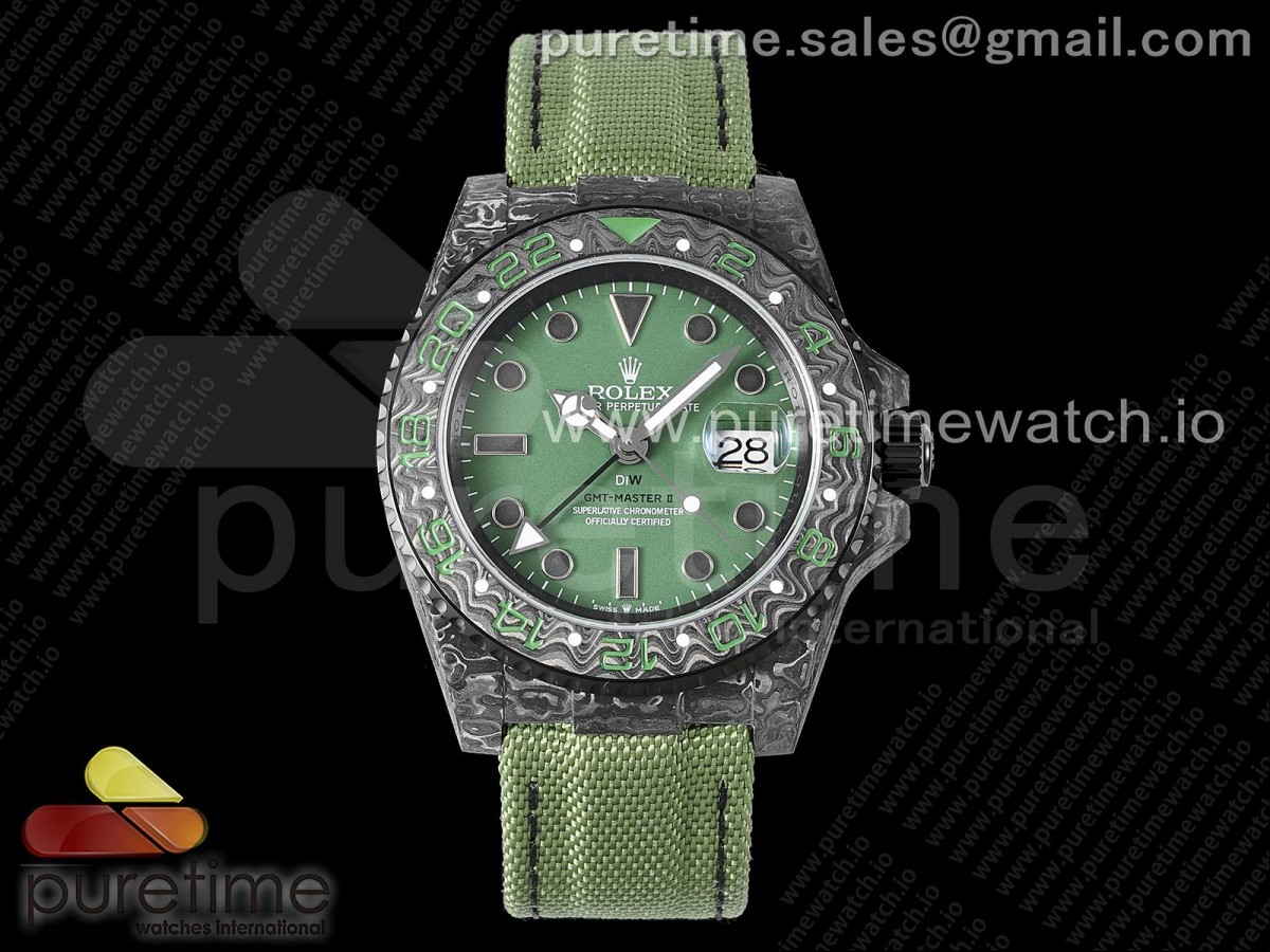 OMF 롤렉스 지엠티마스터 DIW카본 그린다이얼 그린나일론스트랩 GMT DIW Carbon OMF Best Edition Green Dial on Green Nylon Strap SA3186 CHS