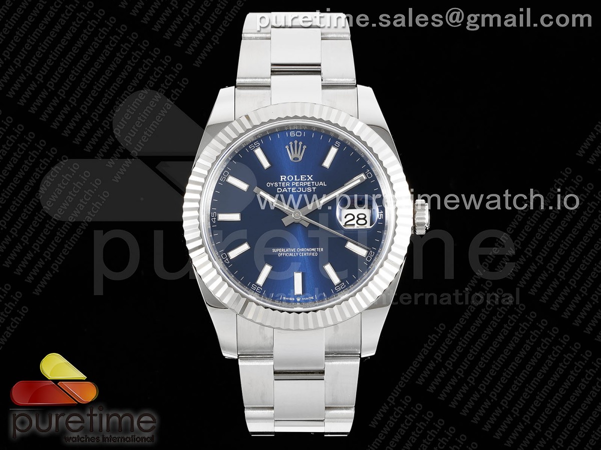 CLEANF 클린공장 롤렉스 데이저스트41 블루다이얼 오이스터브레이슬릿 DateJust 41 126334 Clean 1:1 Best Edition 904L Steel Blue Stick Dial on Oyster Bracelet SA3235