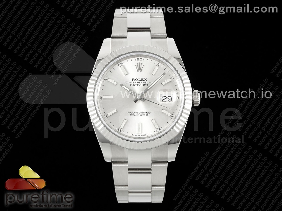 CLEANF 클린공장 롤렉스 데이저스트41 실버다이얼 오이스터브레이슬릿 DateJust 41 126334 Clean 1:1 Best Edition 904L Steel Silver Stick Dial on Oyster Bracelet VR3235