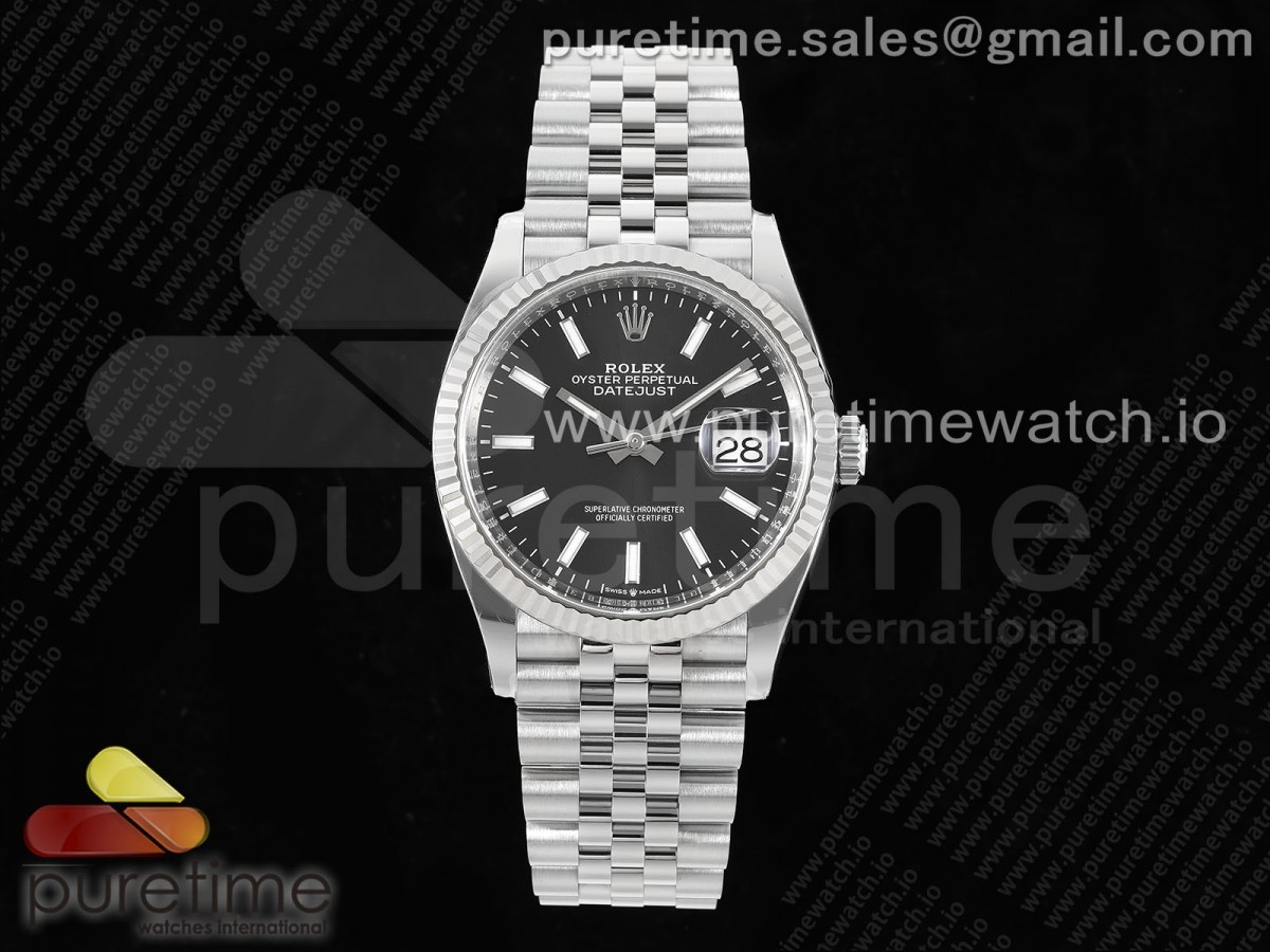 CLEANF 클린공장 롤렉스 데이저스트36 블랙다이얼 쥬빌레브레이슬릿  DateJust 36 126234 Clean 1:1 Best Edition 904L Steel Black Stick Dial on Jubilee Bracelet VR3235