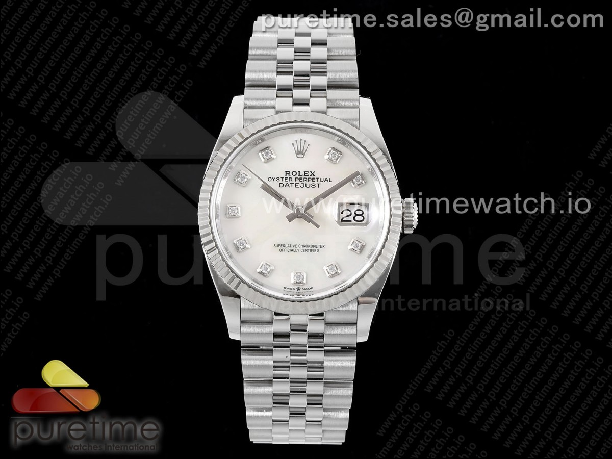 CLEANF 클린공장 롤렉스 데이저스트36 자개텐포인트다이얼 쥬빌레브레이슬릿  DateJust 36 126234 Clean 1:1 Best Edition 904L Steel White MOP Diamonds Dial on Jubilee Bracelet VR3235