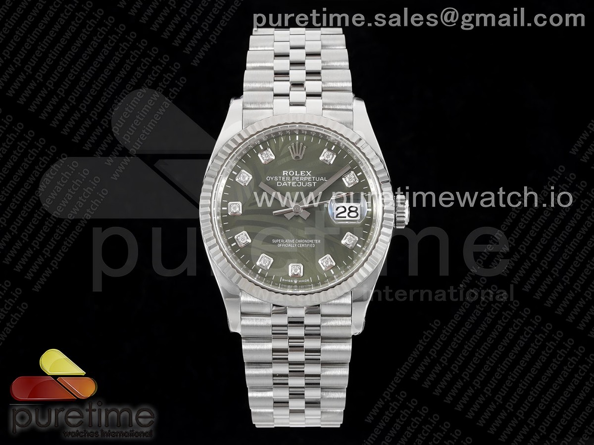 CLEANF 클린공장 롤렉스 데이저스트36 그린러프 10P다이얼 쥬빌레브레이슬릿 DateJust 36 126234 Clean 1:1 Best Edition 904L Steel Green Leaf Diamonds Dial on Jubilee Bracelet VR3235