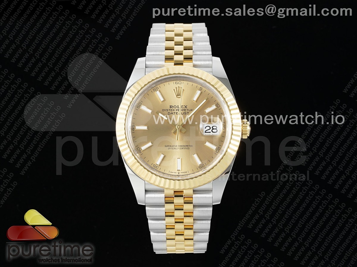 CLEANF 클린공장 롤렉스 데이저스트41 옐로우골드콤비 골드다이얼 쥬빌레브레이슬릿 DateJust 41 126333 Clean 1:1 Best Edition 904L Steel YG Stick Dial on SS/YG Jubilee Bracelet VR3235