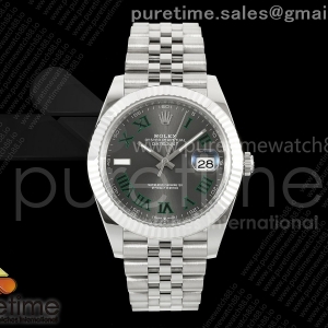 CleanPlus 클린플러스 롤렉스 데이저스트41 프리스프렁 윔블던다이얼 쥬빌레브레이슬릿 133g DateJust 41 126334 Clean Plus 1:1 Best Edition Gray Dial Green Roman on Jubilee Bracelet JH3235 (Free Sprung)